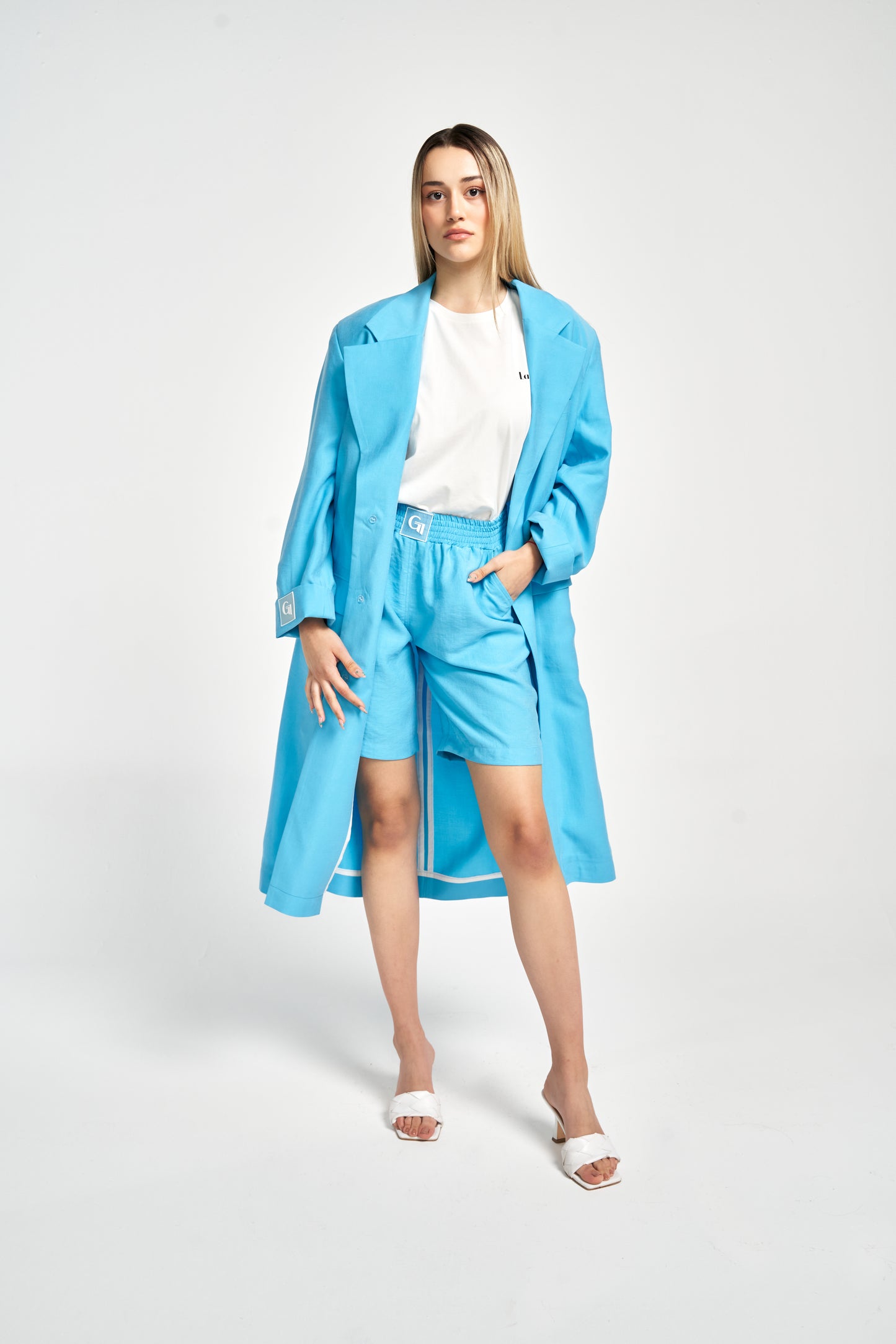 Kadın Mavi Oversize Vatkalı Ceket